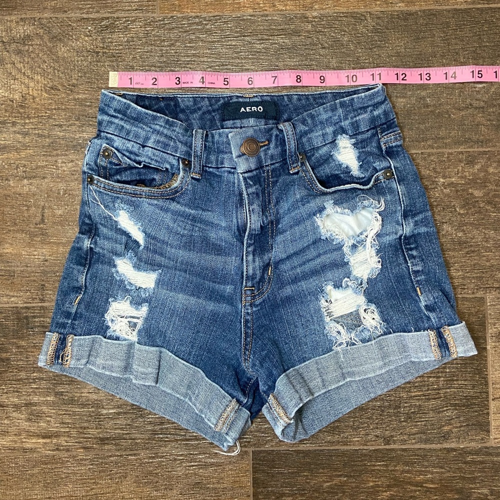 Aero Denim Ripped Shorts. Size 2.